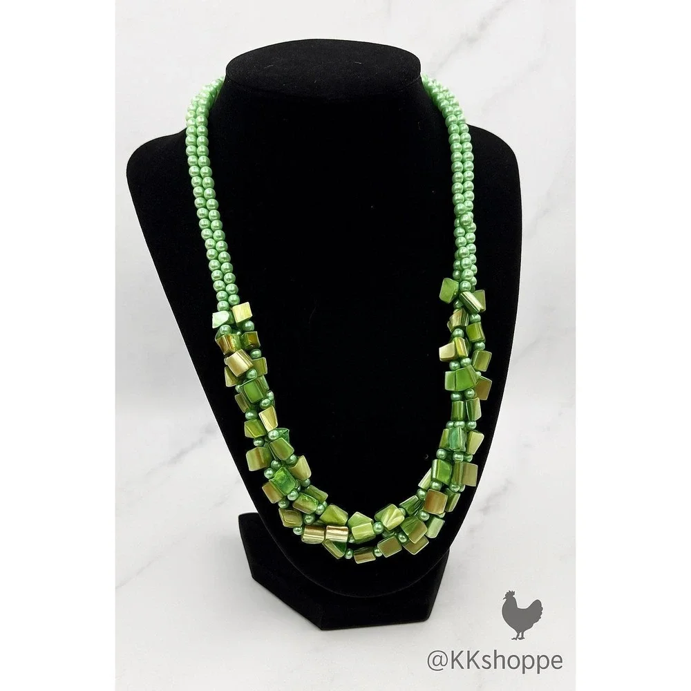 Vintage-Inspired Beautiful Green‎ Beaded Layered 23